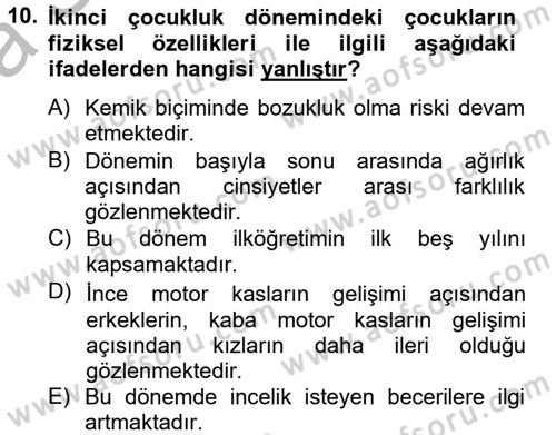 Eğitim Psikolojisi Dersi 2013 - 2014 Yılı (Vize) Ara Sınav Soruları 10. Soru