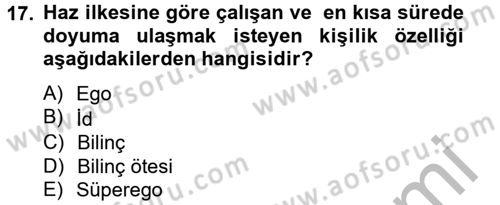 Eğitim Psikolojisi Dersi 2013 - 2014 Yılı (Vize) Ara Sınav Soruları 17. Soru