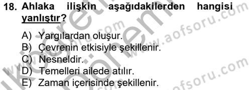Eğitim Psikolojisi Dersi 2013 - 2014 Yılı (Vize) Ara Sınav Soruları 18. Soru