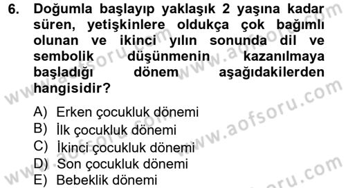 Eğitim Psikolojisi Dersi 2013 - 2014 Yılı (Vize) Ara Sınav Soruları 6. Soru