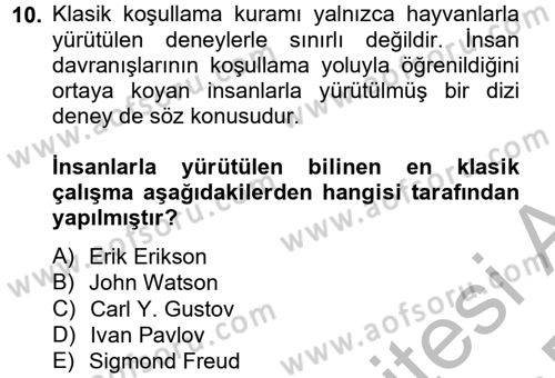 Eğitim Psikolojisi Dersi 2013 - 2014 Yılı (Final) Dönem Sonu Sınav Soruları 10. Soru