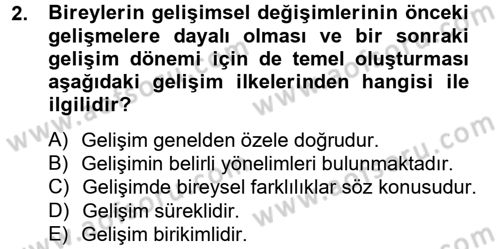 Eğitim Psikolojisi Dersi 2013 - 2014 Yılı (Final) Dönem Sonu Sınav Soruları 2. Soru