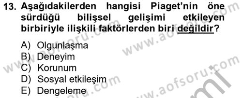 Eğitim Psikolojisi Dersi 2014 - 2015 Yılı (Vize) Ara Sınav Soruları 13. Soru