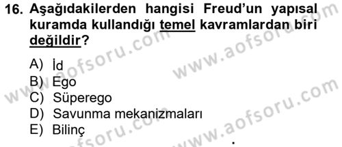 Eğitim Psikolojisi Dersi 2014 - 2015 Yılı (Vize) Ara Sınav Soruları 16. Soru