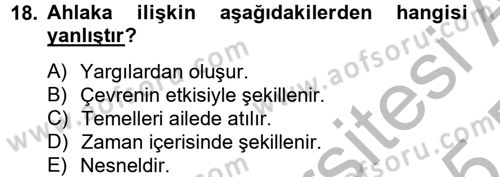 Eğitim Psikolojisi Dersi 2014 - 2015 Yılı (Vize) Ara Sınav Soruları 18. Soru