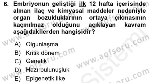 Eğitim Psikolojisi Dersi 2015 - 2016 Yılı (Vize) Ara Sınavı 6. Soru