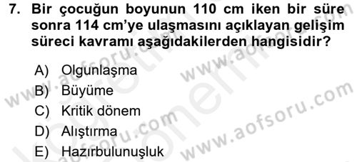 Eğitim Psikolojisi Dersi 2015 - 2016 Yılı (Vize) Ara Sınavı 7. Soru