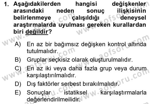 Eğitim Psikolojisi Dersi 2016 - 2017 Yılı (Vize) Ara Sınavı 1. Soru