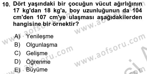 Eğitim Psikolojisi Dersi 2016 - 2017 Yılı (Vize) Ara Sınavı 10. Soru