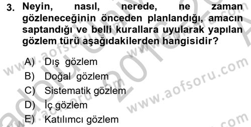 Eğitim Psikolojisi Dersi 2016 - 2017 Yılı (Vize) Ara Sınavı 3. Soru