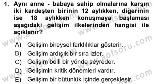 Eğitim Psikolojisi Dersi 2017 - 2018 Yılı (Vize) Ara Sınav Soruları 1. Soru