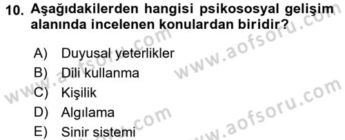 Eğitim Psikolojisi Dersi 2017 - 2018 Yılı (Vize) Ara Sınav Soruları 10. Soru