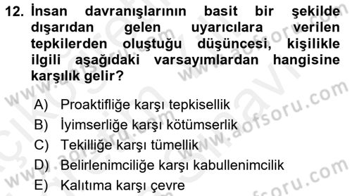 Eğitim Psikolojisi Dersi 2017 - 2018 Yılı (Vize) Ara Sınav Soruları 12. Soru