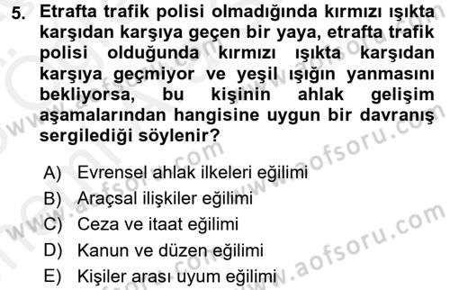 Eğitim Psikolojisi Dersi 2017 - 2018 Yılı (Vize) Ara Sınav Soruları 5. Soru