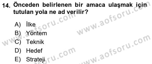 Eğitim Psikolojisi Dersi 2017 - 2018 Yılı (Final) Dönem Sonu Sınav Soruları 14. Soru