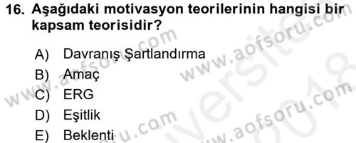 Eğitim Psikolojisi Dersi 2017 - 2018 Yılı (Final) Dönem Sonu Sınav Soruları 16. Soru