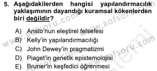 Eğitim Psikolojisi Dersi 2017 - 2018 Yılı (Final) Dönem Sonu Sınav Soruları 5. Soru