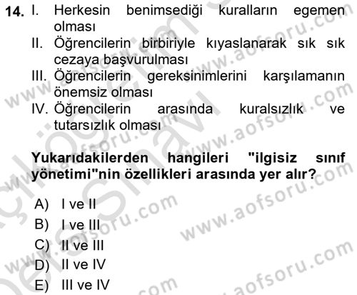 Eğitim Psikolojisi Dersi 2018 - 2019 Yılı 3 Ders Sınav Soruları 14. Soru