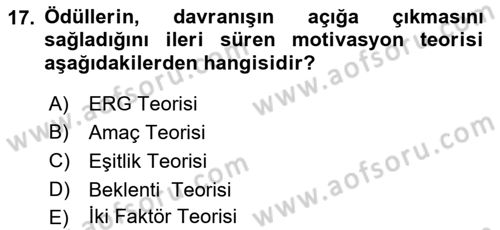 Eğitim Psikolojisi Dersi 2018 - 2019 Yılı 3 Ders Sınav Soruları 17. Soru