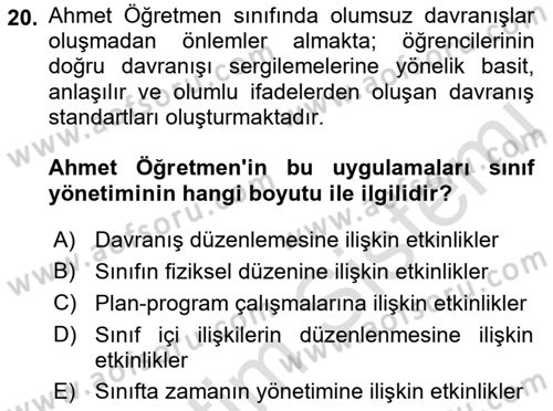 Eğitim Psikolojisi Dersi 2018 - 2019 Yılı 3 Ders Sınav Soruları 20. Soru