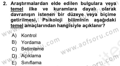 Eğitim Psikolojisi Dersi 2018 - 2019 Yılı (Vize) Ara Sınavı 2. Soru