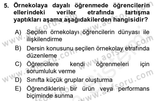 Eğitim Psikolojisi Dersi 2018 - 2019 Yılı (Final) Dönem Sonu Sınav Soruları 5. Soru