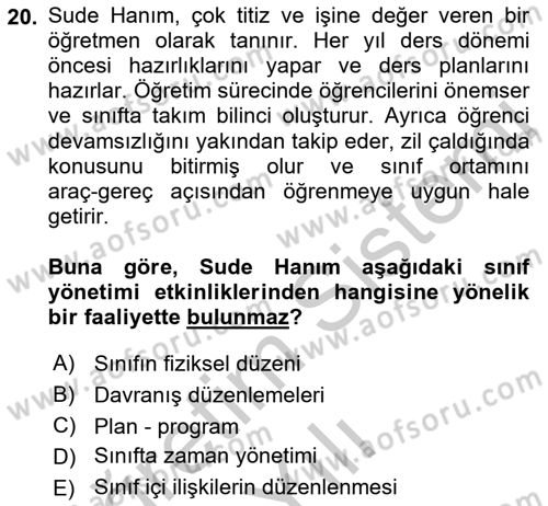 Eğitim Psikolojisi Dersi 2018 - 2019 Yılı Yaz Okulu Sınavı 20. Soru