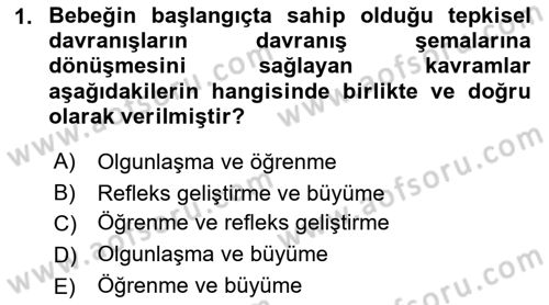 Eğitim Psikolojisi Dersi 2021 - 2022 Yılı (Vize) Ara Sınav Soruları 1. Soru