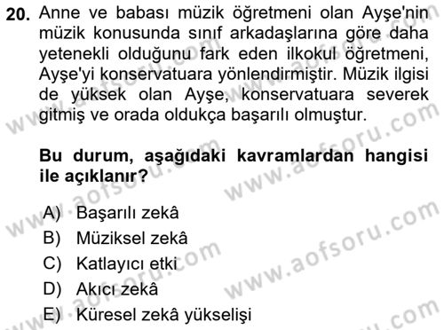 Eğitim Psikolojisi Dersi 2021 - 2022 Yılı (Vize) Ara Sınavı 20. Soru