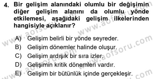 Eğitim Psikolojisi Dersi 2021 - 2022 Yılı (Vize) Ara Sınav Soruları 4. Soru