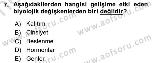 Eğitim Psikolojisi Dersi 2021 - 2022 Yılı (Vize) Ara Sınav Soruları 7. Soru