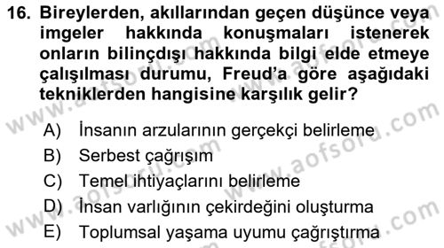 Eğitim Psikolojisi Dersi 2023 - 2024 Yılı (Vize) Ara Sınav Soruları 16. Soru