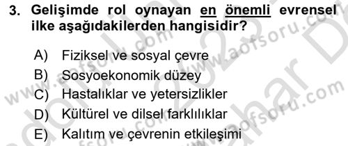 Eğitim Psikolojisi Dersi 2023 - 2024 Yılı (Vize) Ara Sınav Soruları 3. Soru