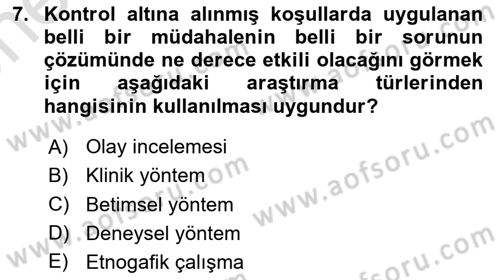 Eğitim Psikolojisi Dersi 2023 - 2024 Yılı (Vize) Ara Sınav Soruları 7. Soru