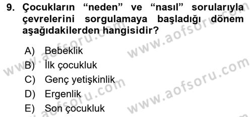 Eğitim Psikolojisi Dersi 2023 - 2024 Yılı (Vize) Ara Sınav Soruları 9. Soru