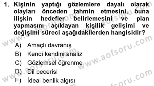 Eğitim Psikolojisi Dersi 2023 - 2024 Yılı (Final) Dönem Sonu Sınav Soruları 1. Soru