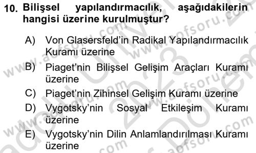 Eğitim Psikolojisi Dersi 2023 - 2024 Yılı (Final) Dönem Sonu Sınav Soruları 10. Soru