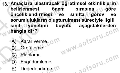 Eğitim Psikolojisi Dersi 2023 - 2024 Yılı (Final) Dönem Sonu Sınav Soruları 13. Soru