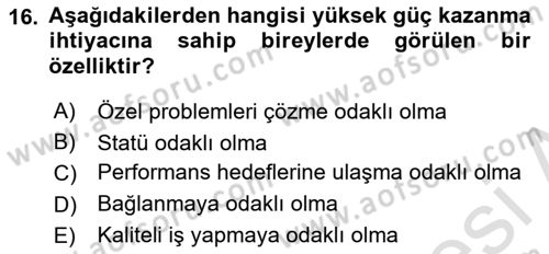 Eğitim Psikolojisi Dersi 2023 - 2024 Yılı (Final) Dönem Sonu Sınav Soruları 16. Soru