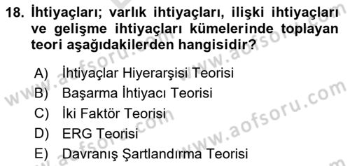 Eğitim Psikolojisi Dersi 2023 - 2024 Yılı (Final) Dönem Sonu Sınav Soruları 18. Soru