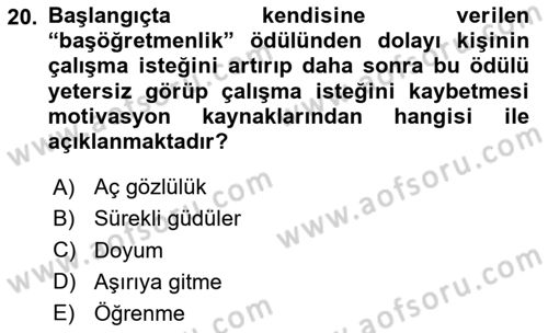 Eğitim Psikolojisi Dersi 2023 - 2024 Yılı (Final) Dönem Sonu Sınav Soruları 20. Soru