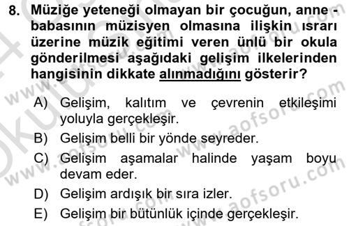 Eğitim Psikolojisi Dersi 2023 - 2024 Yılı Yaz Okulu Sınav Soruları 8. Soru