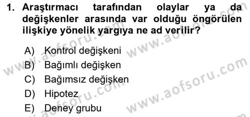Eğitim Psikolojisi Dersi 2024 - 2025 Yılı (Vize) Ara Sınav Soruları 1. Soru