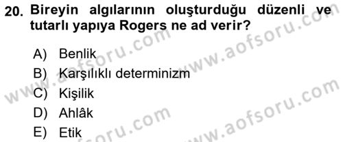 Eğitim Psikolojisi Dersi 2024 - 2025 Yılı (Vize) Ara Sınav Soruları 20. Soru