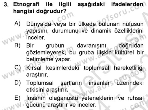 Eğitim Psikolojisi Dersi 2024 - 2025 Yılı (Vize) Ara Sınav Soruları 3. Soru