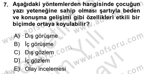 Eğitim Psikolojisi Dersi 2024 - 2025 Yılı (Vize) Ara Sınav Soruları 7. Soru