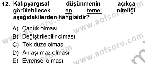 Sosyal Psikoloji 1 Dersi Ara Sınavı Deneme Sınav Soruları 12. Soru