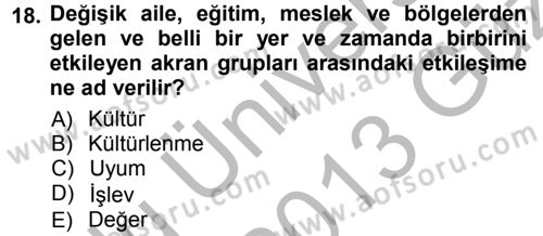 Sosyal Psikoloji 1 Dersi Ara Sınavı Deneme Sınav Soruları 18. Soru