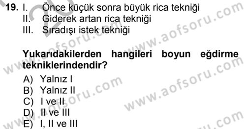 Sosyal Psikoloji 1 Dersi Ara Sınavı Deneme Sınav Soruları 19. Soru