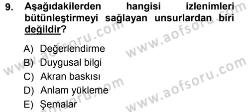 Sosyal Psikoloji 1 Dersi Ara Sınavı Deneme Sınav Soruları 9. Soru